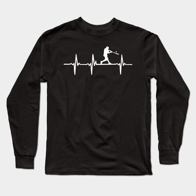 Baseball Heartbeat  Baseball Players And Fans Long Sleeve T-Shirt by Vigo